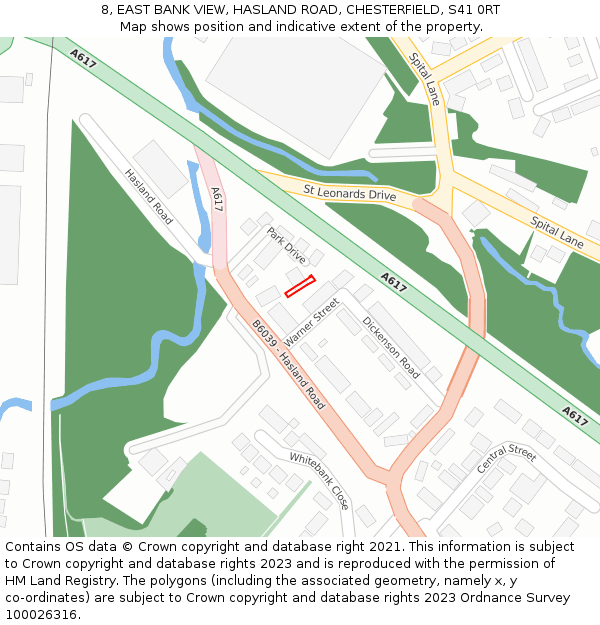 8, EAST BANK VIEW, HASLAND ROAD, CHESTERFIELD, S41 0RT: Location map and indicative extent of plot