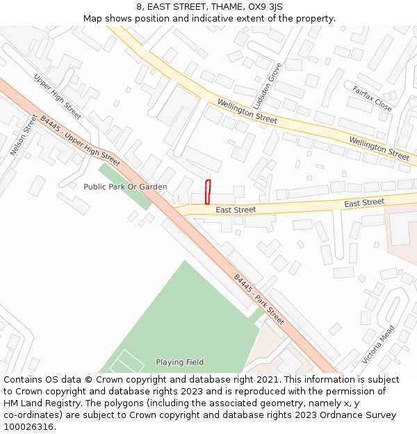 8, EAST STREET, THAME, OX9 3JS: Location map and indicative extent of plot