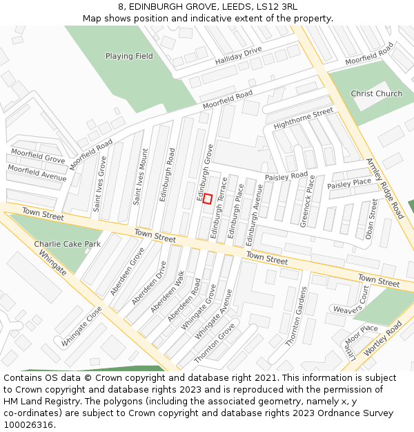 8, EDINBURGH GROVE, LEEDS, LS12 3RL: Location map and indicative extent of plot