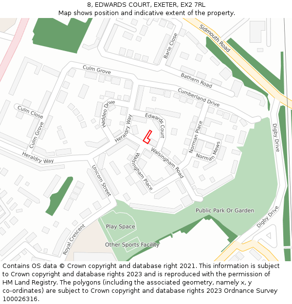 8, EDWARDS COURT, EXETER, EX2 7RL: Location map and indicative extent of plot