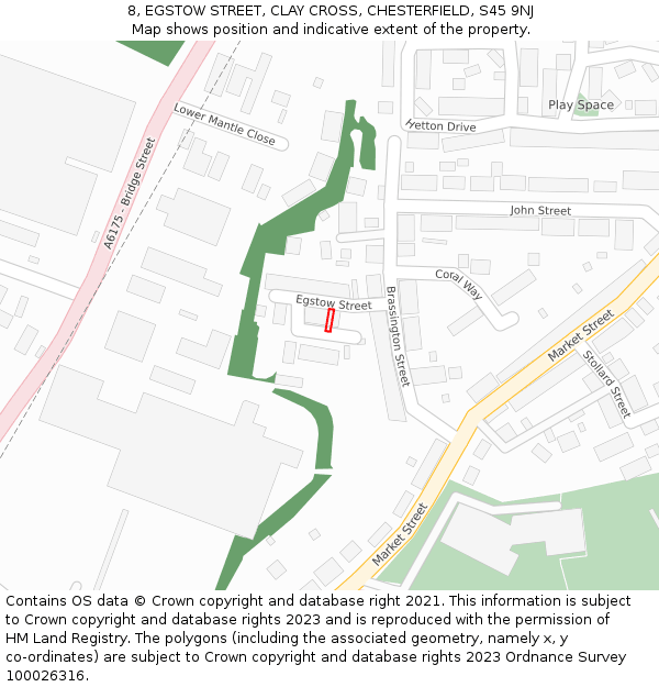 8, EGSTOW STREET, CLAY CROSS, CHESTERFIELD, S45 9NJ: Location map and indicative extent of plot