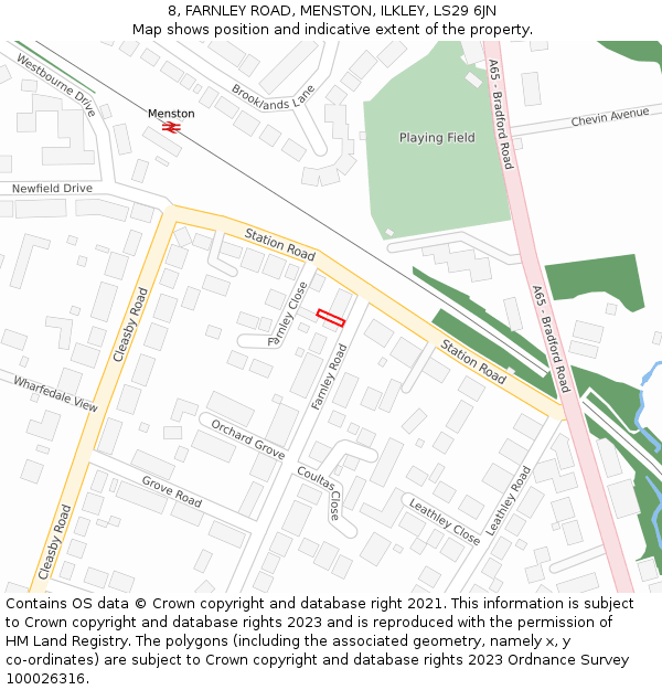 8, FARNLEY ROAD, MENSTON, ILKLEY, LS29 6JN: Location map and indicative extent of plot
