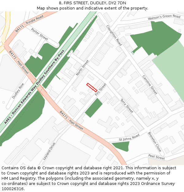 8, FIRS STREET, DUDLEY, DY2 7DN: Location map and indicative extent of plot
