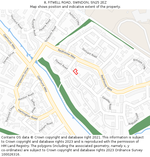 8, FITWELL ROAD, SWINDON, SN25 2EZ: Location map and indicative extent of plot