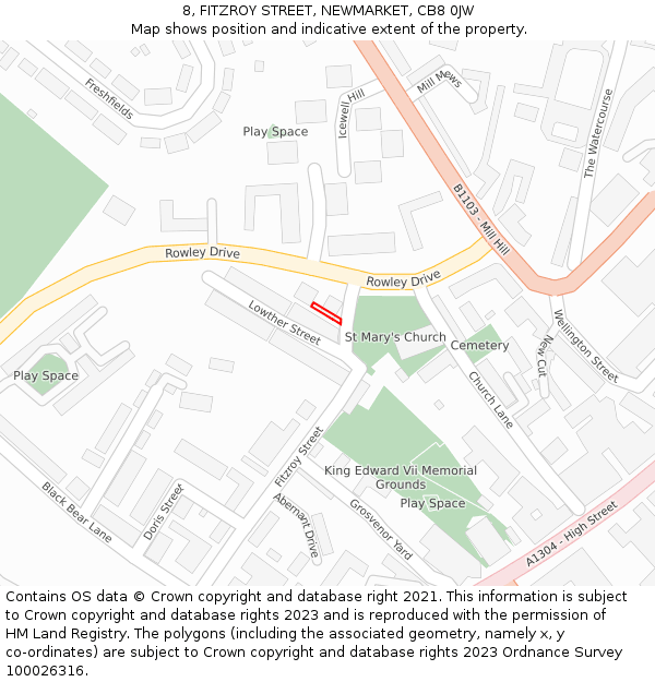 8, FITZROY STREET, NEWMARKET, CB8 0JW: Location map and indicative extent of plot