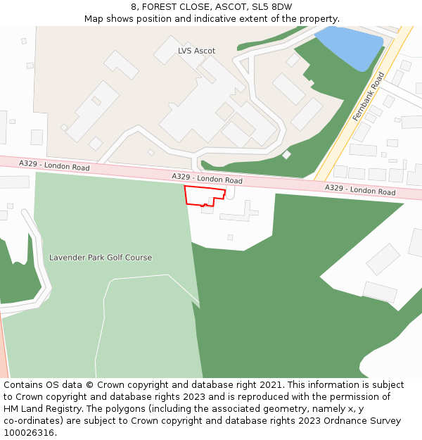 8, FOREST CLOSE, ASCOT, SL5 8DW: Location map and indicative extent of plot