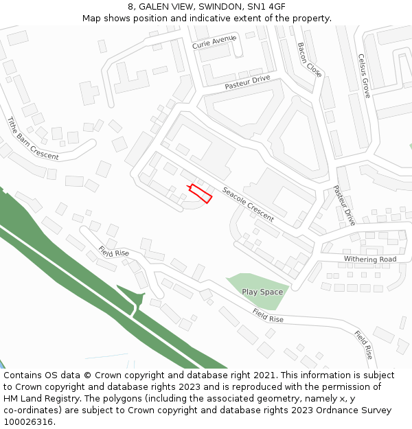 8, GALEN VIEW, SWINDON, SN1 4GF: Location map and indicative extent of plot