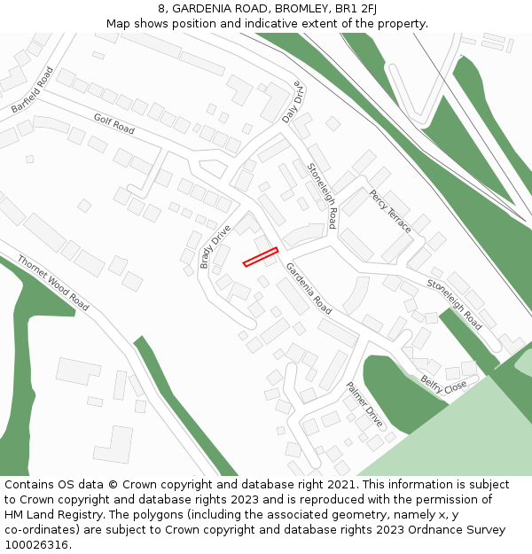 8, GARDENIA ROAD, BROMLEY, BR1 2FJ: Location map and indicative extent of plot