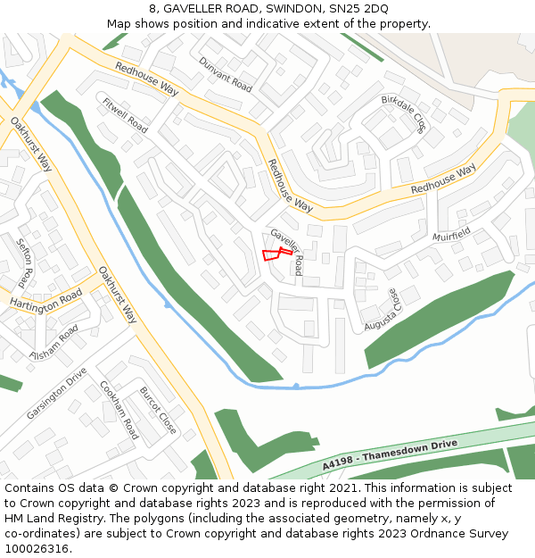 8, GAVELLER ROAD, SWINDON, SN25 2DQ: Location map and indicative extent of plot