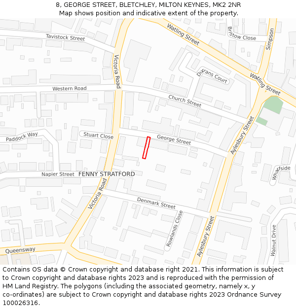8, GEORGE STREET, BLETCHLEY, MILTON KEYNES, MK2 2NR: Location map and indicative extent of plot