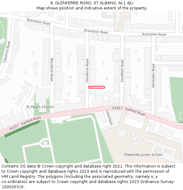 8, GLENFERRIE ROAD, ST ALBANS, AL1 4JU: Location map and indicative extent of plot