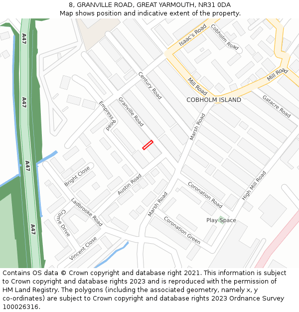 8, GRANVILLE ROAD, GREAT YARMOUTH, NR31 0DA: Location map and indicative extent of plot