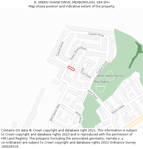 8, GREEN SHANK DRIVE, MEXBOROUGH, S64 0FH: Location map and indicative extent of plot