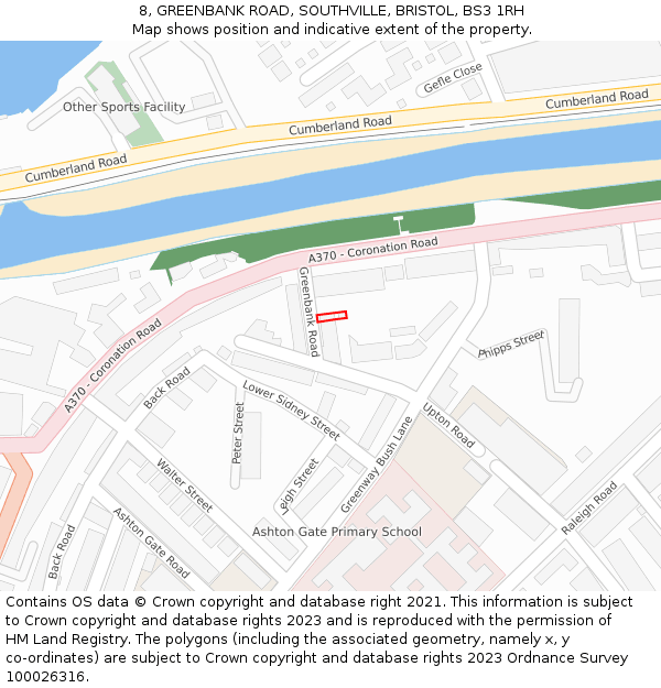 8, GREENBANK ROAD, SOUTHVILLE, BRISTOL, BS3 1RH: Location map and indicative extent of plot