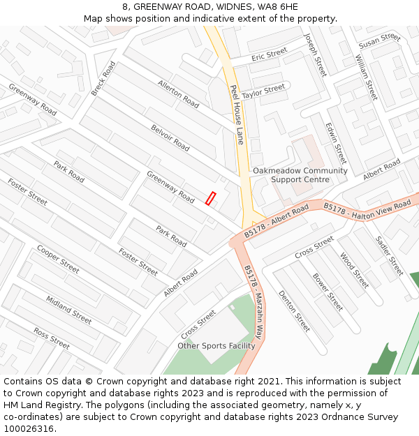 8, GREENWAY ROAD, WIDNES, WA8 6HE: Location map and indicative extent of plot