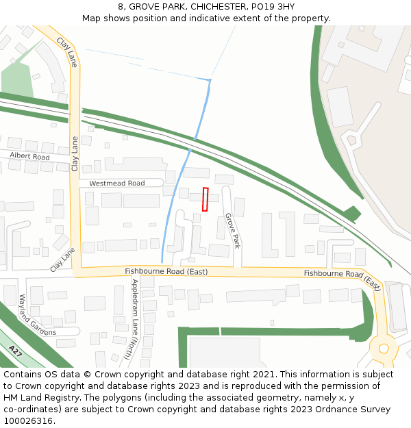 8, GROVE PARK, CHICHESTER, PO19 3HY: Location map and indicative extent of plot