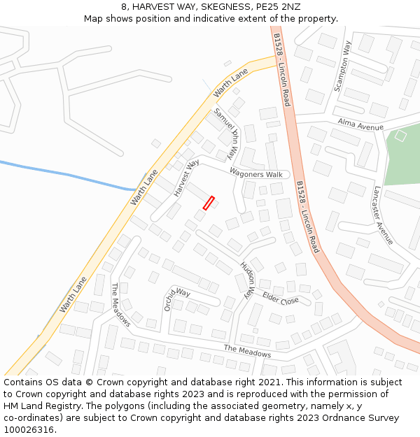 8, HARVEST WAY, SKEGNESS, PE25 2NZ: Location map and indicative extent of plot