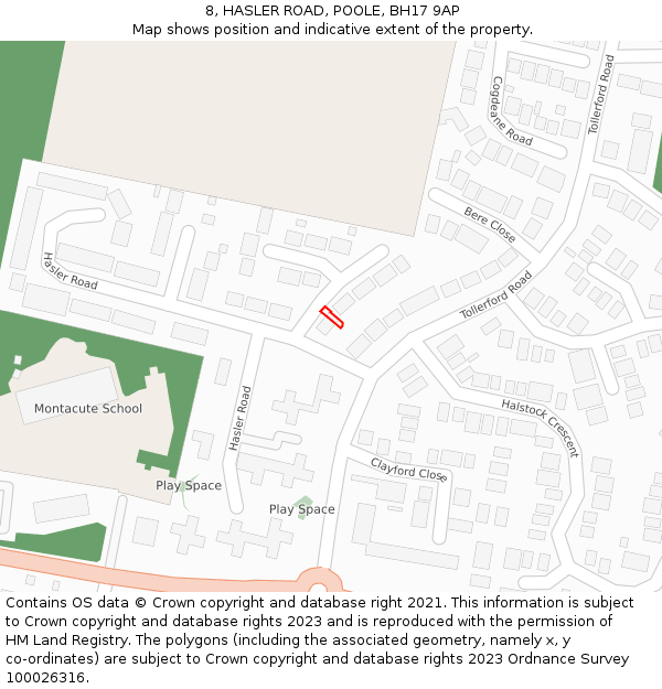 8, HASLER ROAD, POOLE, BH17 9AP: Location map and indicative extent of plot
