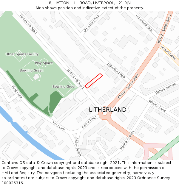 8, HATTON HILL ROAD, LIVERPOOL, L21 9JN: Location map and indicative extent of plot