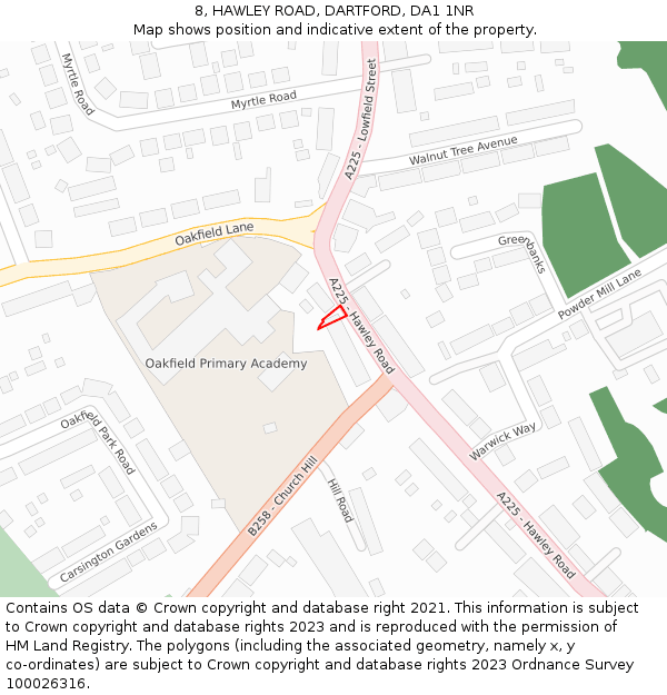 8, HAWLEY ROAD, DARTFORD, DA1 1NR: Location map and indicative extent of plot