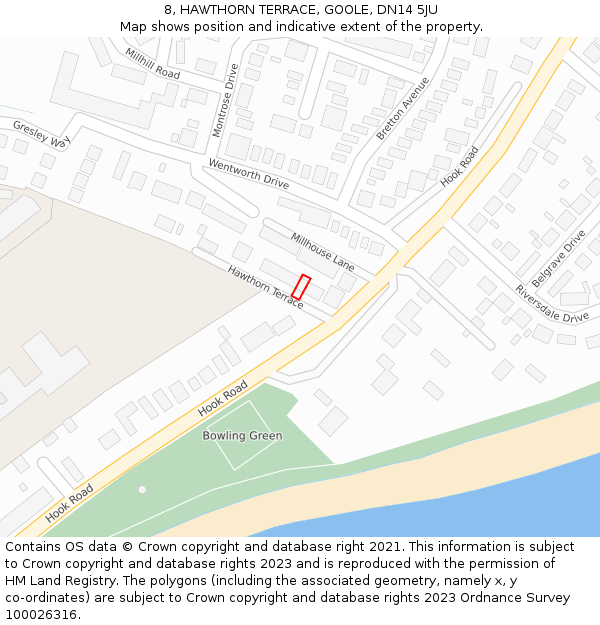 8, HAWTHORN TERRACE, GOOLE, DN14 5JU: Location map and indicative extent of plot