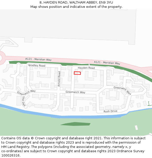 8, HAYDEN ROAD, WALTHAM ABBEY, EN9 3YU: Location map and indicative extent of plot