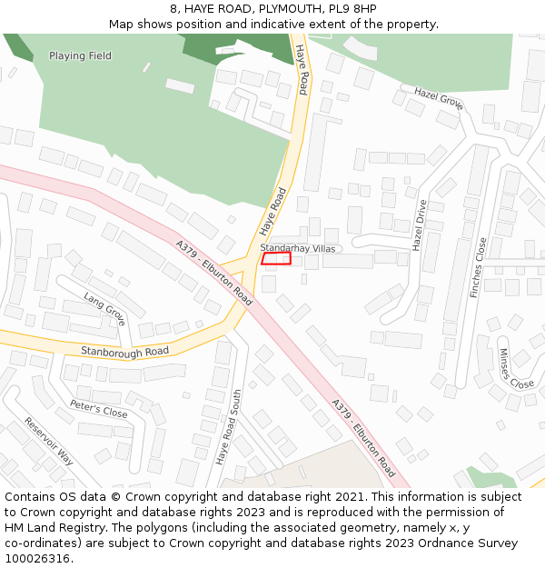 8, HAYE ROAD, PLYMOUTH, PL9 8HP: Location map and indicative extent of plot