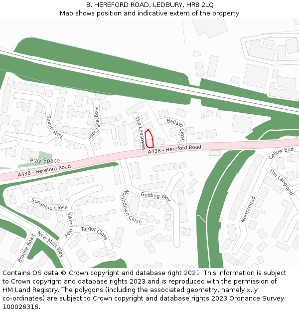 8, HEREFORD ROAD, LEDBURY, HR8 2LQ: Location map and indicative extent of plot
