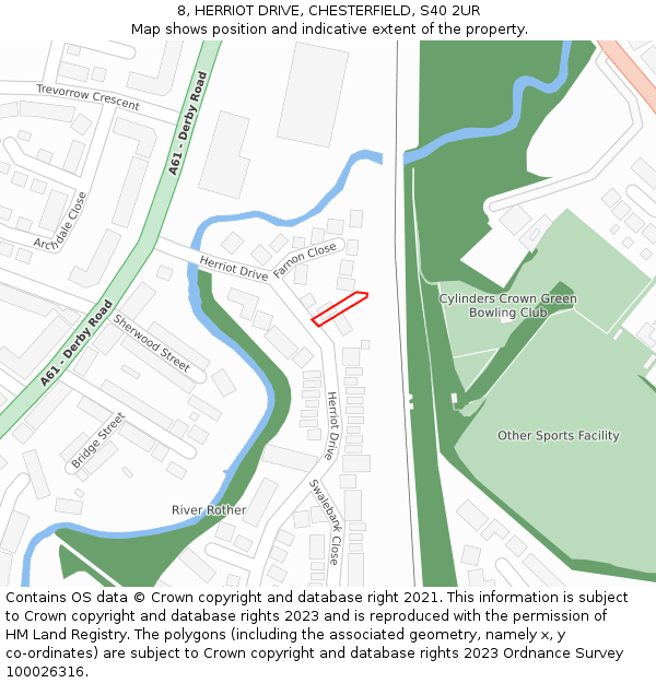 8, HERRIOT DRIVE, CHESTERFIELD, S40 2UR: Location map and indicative extent of plot
