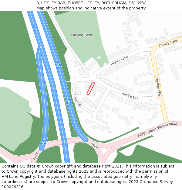 8, HESLEY BAR, THORPE HESLEY, ROTHERHAM, S61 2PW: Location map and indicative extent of plot