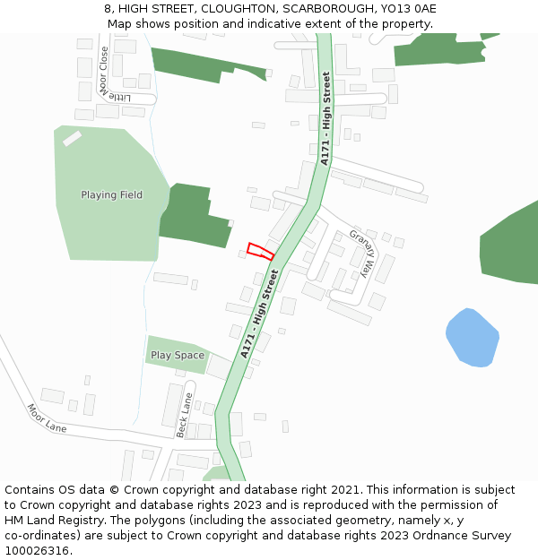 8, HIGH STREET, CLOUGHTON, SCARBOROUGH, YO13 0AE: Location map and indicative extent of plot