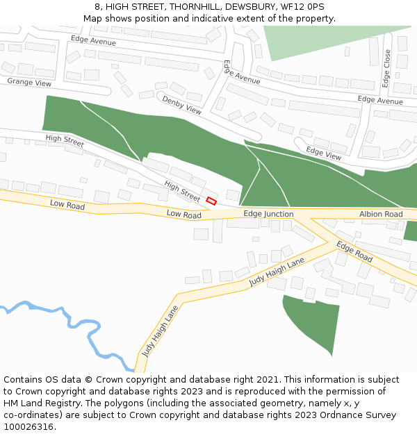8, HIGH STREET, THORNHILL, DEWSBURY, WF12 0PS: Location map and indicative extent of plot