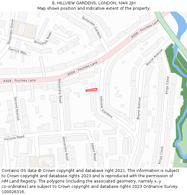8, HILLVIEW GARDENS, LONDON, NW4 2JH: Location map and indicative extent of plot
