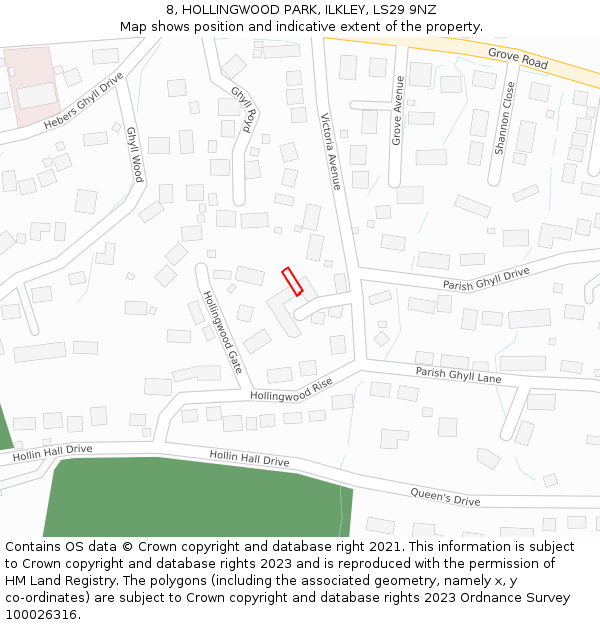 8, HOLLINGWOOD PARK, ILKLEY, LS29 9NZ: Location map and indicative extent of plot