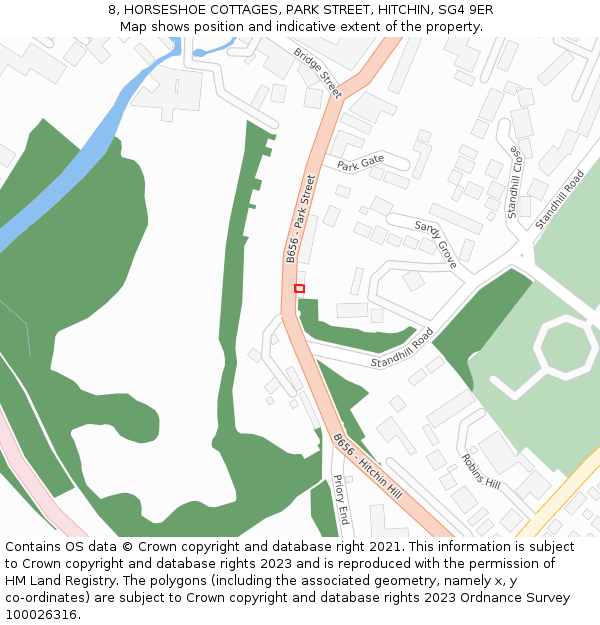 8, HORSESHOE COTTAGES, PARK STREET, HITCHIN, SG4 9ER: Location map and indicative extent of plot