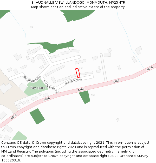 8, HUDNALLS VIEW, LLANDOGO, MONMOUTH, NP25 4TR: Location map and indicative extent of plot