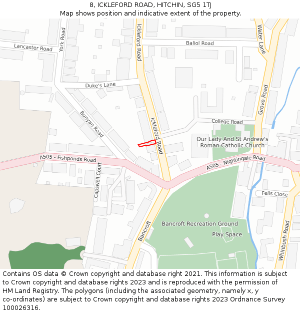 8, ICKLEFORD ROAD, HITCHIN, SG5 1TJ: Location map and indicative extent of plot