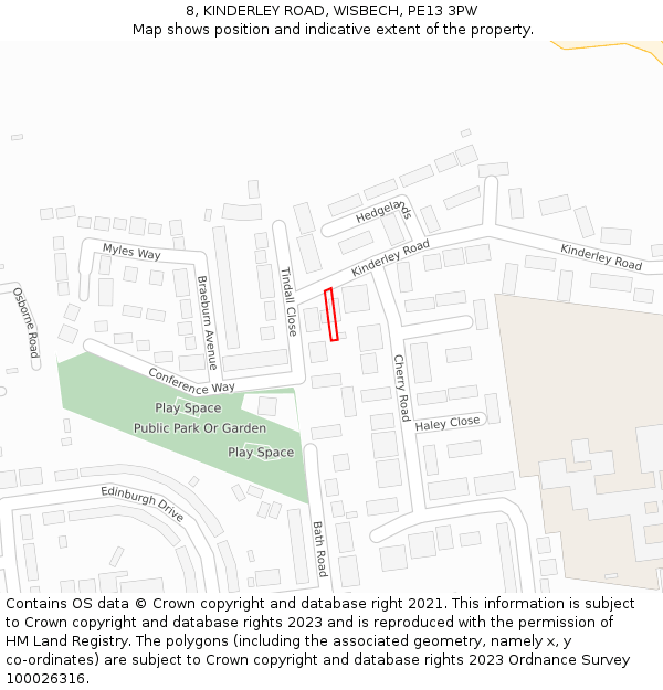 8, KINDERLEY ROAD, WISBECH, PE13 3PW: Location map and indicative extent of plot