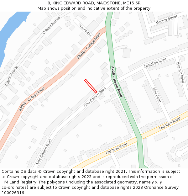 8, KING EDWARD ROAD, MAIDSTONE, ME15 6PJ: Location map and indicative extent of plot