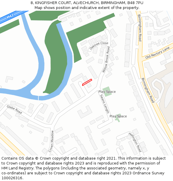 8, KINGFISHER COURT, ALVECHURCH, BIRMINGHAM, B48 7PU: Location map and indicative extent of plot