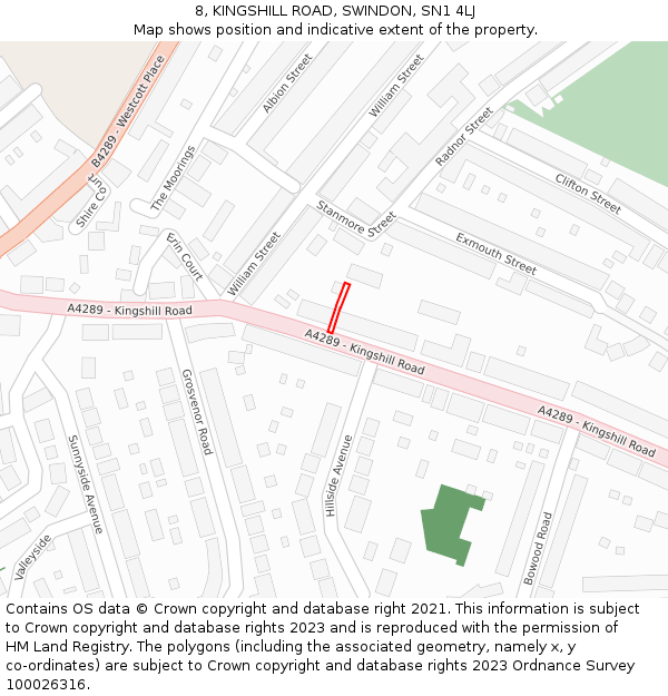 8, KINGSHILL ROAD, SWINDON, SN1 4LJ: Location map and indicative extent of plot