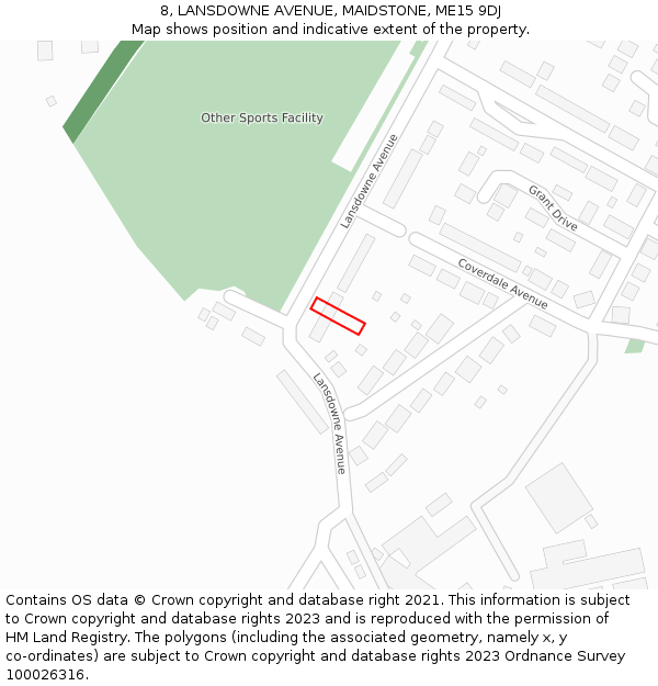 8, LANSDOWNE AVENUE, MAIDSTONE, ME15 9DJ: Location map and indicative extent of plot