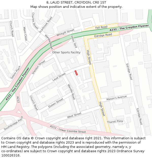 8, LAUD STREET, CROYDON, CR0 1ST: Location map and indicative extent of plot
