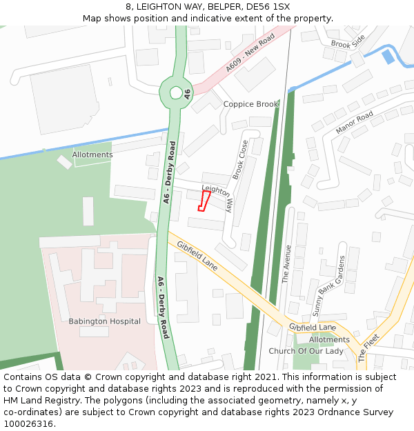 8, LEIGHTON WAY, BELPER, DE56 1SX: Location map and indicative extent of plot