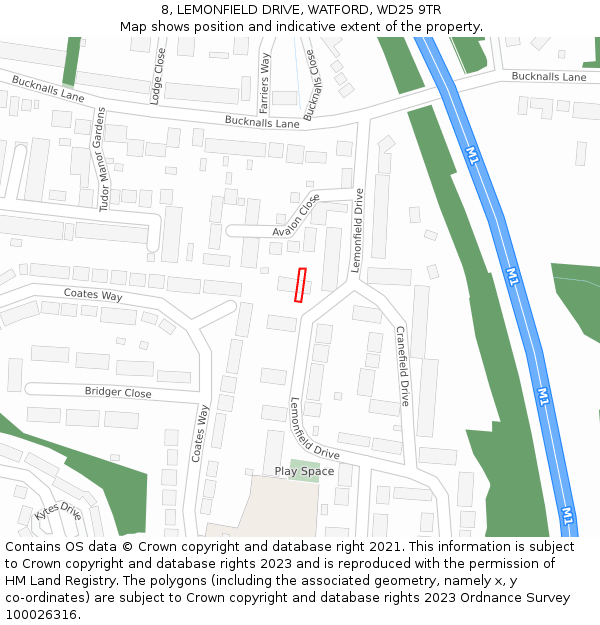 8, LEMONFIELD DRIVE, WATFORD, WD25 9TR: Location map and indicative extent of plot