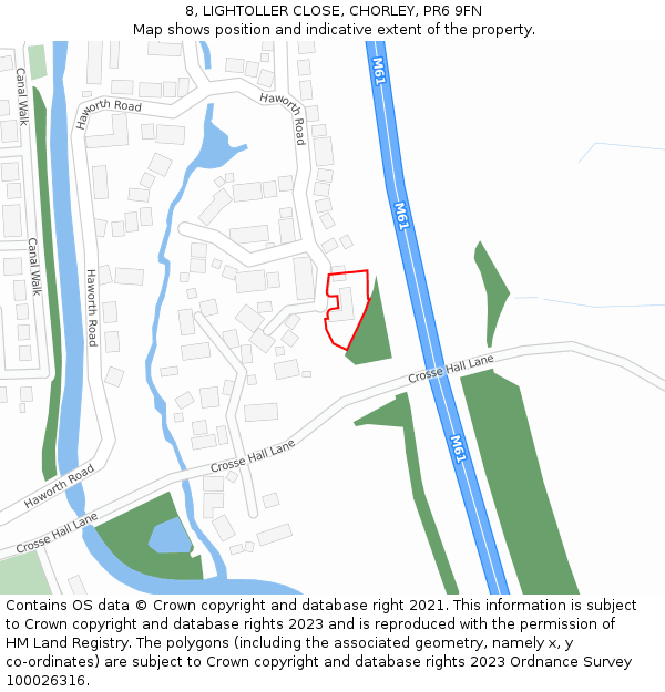 8, LIGHTOLLER CLOSE, CHORLEY, PR6 9FN: Location map and indicative extent of plot