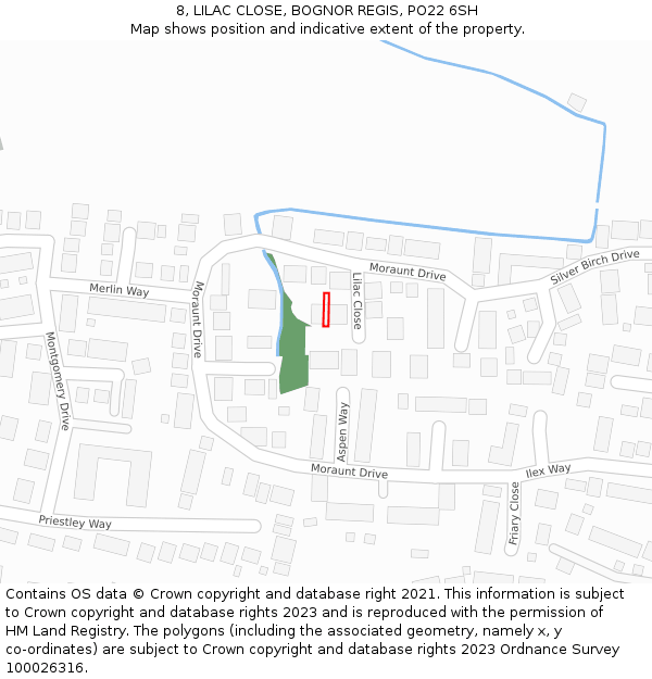 8, LILAC CLOSE, BOGNOR REGIS, PO22 6SH: Location map and indicative extent of plot