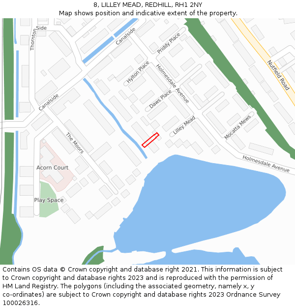 8, LILLEY MEAD, REDHILL, RH1 2NY: Location map and indicative extent of plot