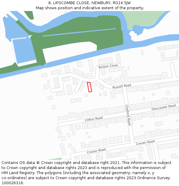 8, LIPSCOMBE CLOSE, NEWBURY, RG14 5JW: Location map and indicative extent of plot