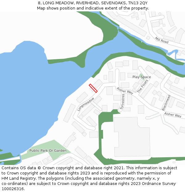 8, LONG MEADOW, RIVERHEAD, SEVENOAKS, TN13 2QY: Location map and indicative extent of plot